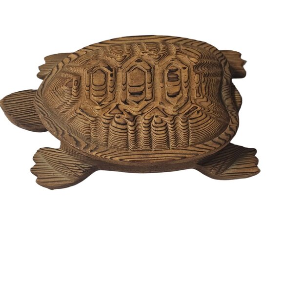 Vintage Sea Turtle / Tortoise Shaped Wooden Incense Box Trinket Storage - Picture 2 of 13